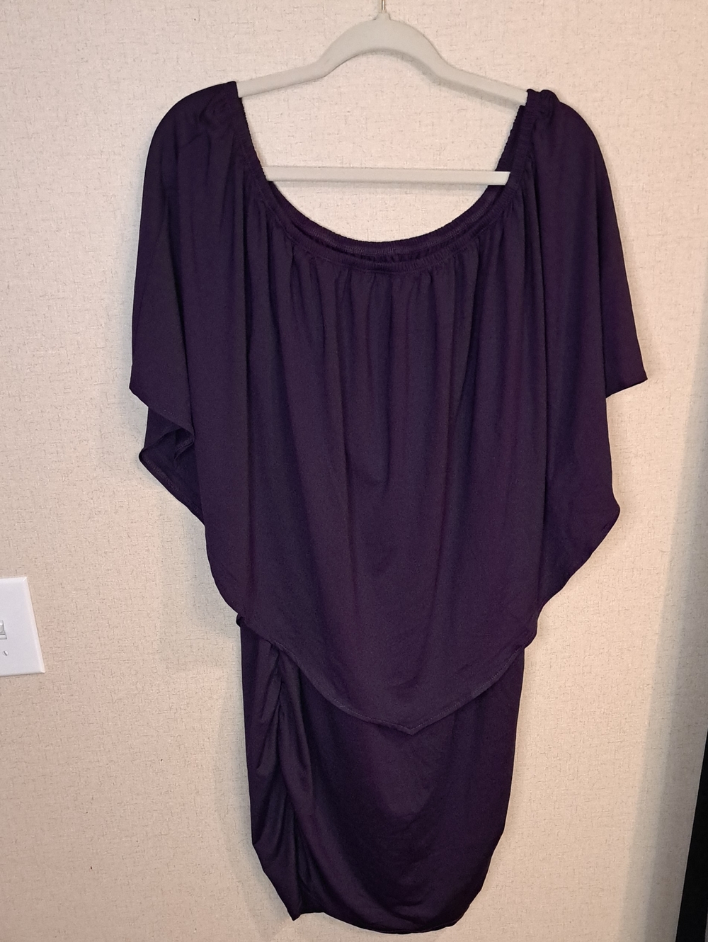 Women's Purple Off-Shoulder Draped Dress DR58